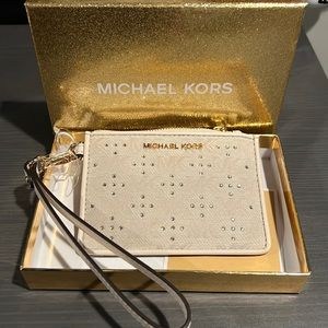 Cream/ off white holiday edition wristlet wallet